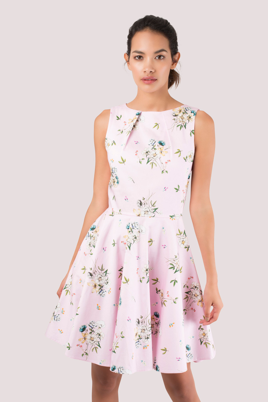 Women's Pink Floral Skater Dress